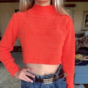 super cute cropped coral sweater !!